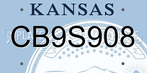 CB9S908 Kansas License Plate