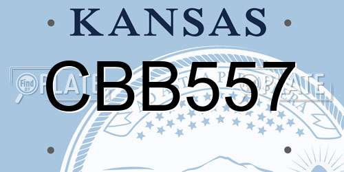 CBB557 Kansas License Plate