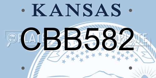 CBB582 Kansas License Plate