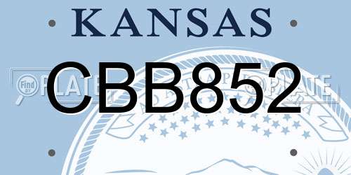 CBB852 Kansas License Plate