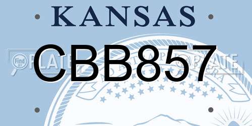 CBB857 Kansas License Plate