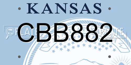 CBB882 Kansas License Plate