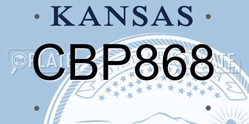 CBP868 Kansas License Plate