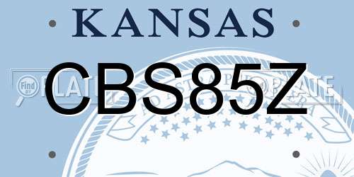 CBS85Z Kansas License Plate