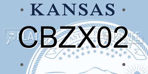 CBZX02 Kansas License Plate