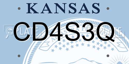 CD4S3Q Kansas License Plate