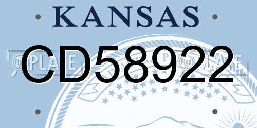 CD58922 Kansas License Plate