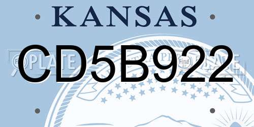 CD5B922 Kansas License Plate