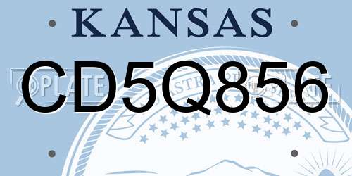 CD5Q856 Kansas License Plate