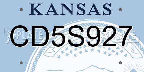CD5S927 Kansas License Plate