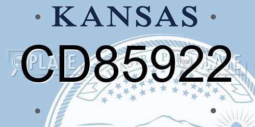 CD85922 Kansas License Plate