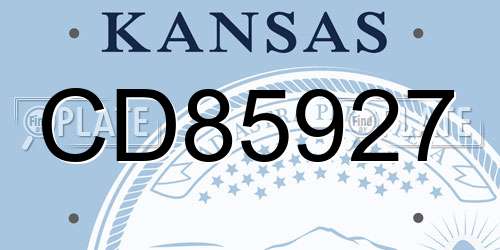CD85927 Kansas License Plate