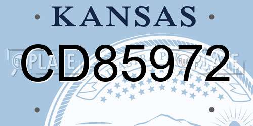 CD85972 Kansas License Plate