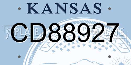 CD88927 Kansas License Plate