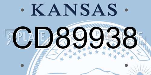 CD89938 Kansas License Plate