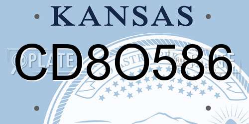 CD8O586 Kansas License Plate