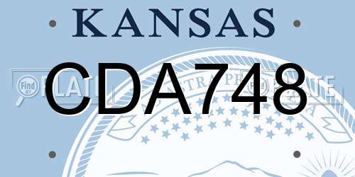 CDA748 Kansas License Plate