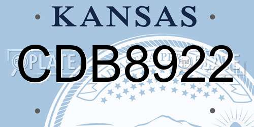 CDB8922 Kansas License Plate