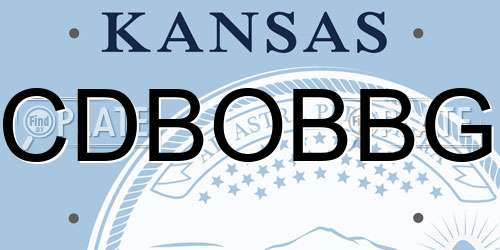 CDBOBBG Kansas License Plate