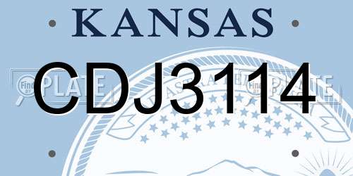 CDJ3114 Kansas License Plate