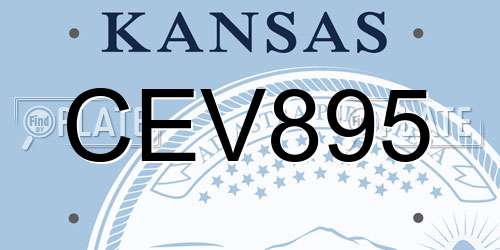 CEV895 Kansas License Plate