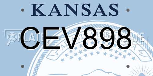 CEV898 Kansas License Plate