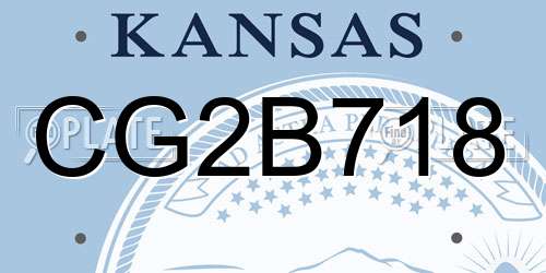 CG2B718 Kansas License Plate