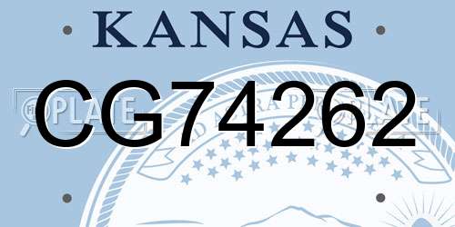 CG74262 Kansas License Plate