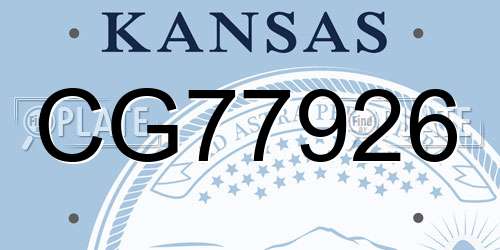 CG77926 Kansas License Plate