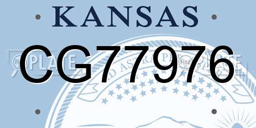 CG77976 Kansas License Plate