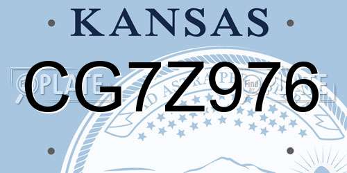 CG7Z976 Kansas License Plate