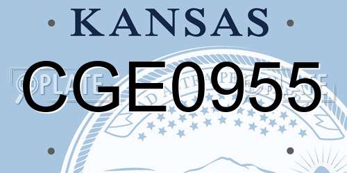 CGE0955 Kansas License Plate
