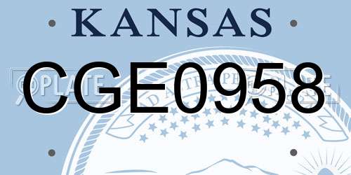 CGE0958 Kansas License Plate