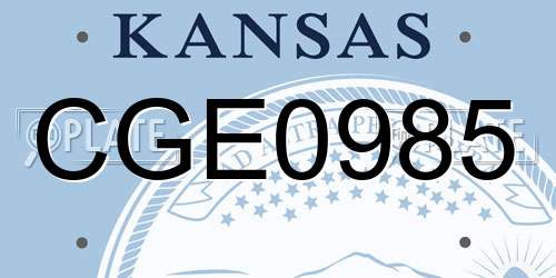 CGE0985 Kansas License Plate