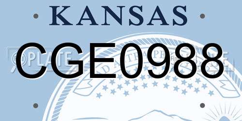 CGE0988 Kansas License Plate