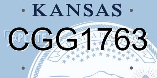 CGG1763 Kansas License Plate