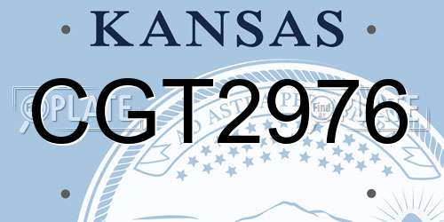CGT2976 Kansas License Plate