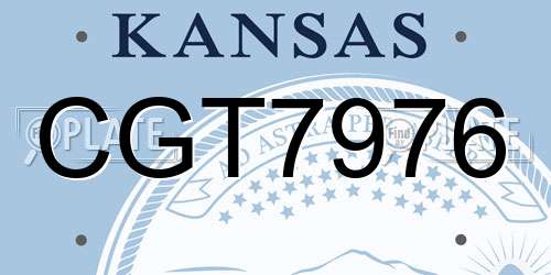CGT7976 Kansas License Plate