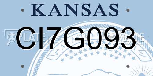 CI7G093 Kansas License Plate