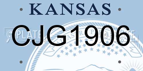 CJG1906 Kansas License Plate