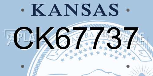 CK67737 Kansas License Plate