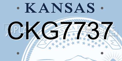 CKG7737 Kansas License Plate
