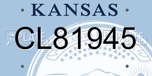 CL81945 Kansas License Plate