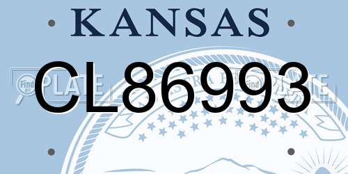 CL86993 Kansas License Plate
