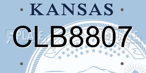 CLB8807 Kansas License Plate