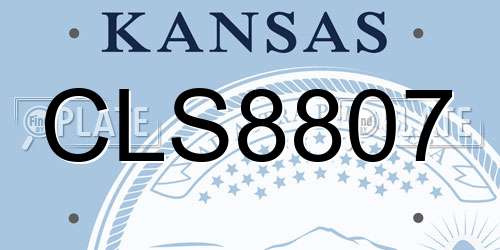 CLS8807 Kansas License Plate