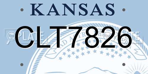 CLT7826 Kansas License Plate