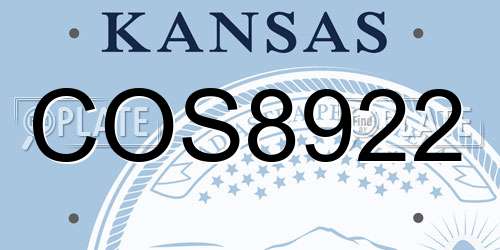 COS8922 Kansas License Plate