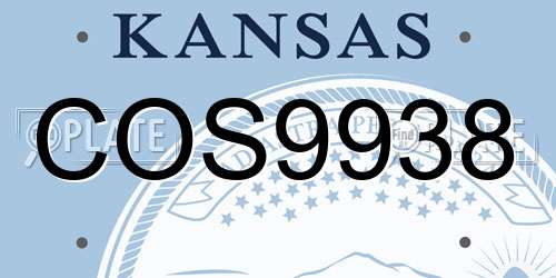 COS9938 Kansas License Plate