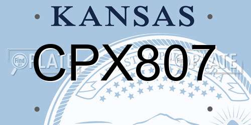CPX807 Kansas License Plate